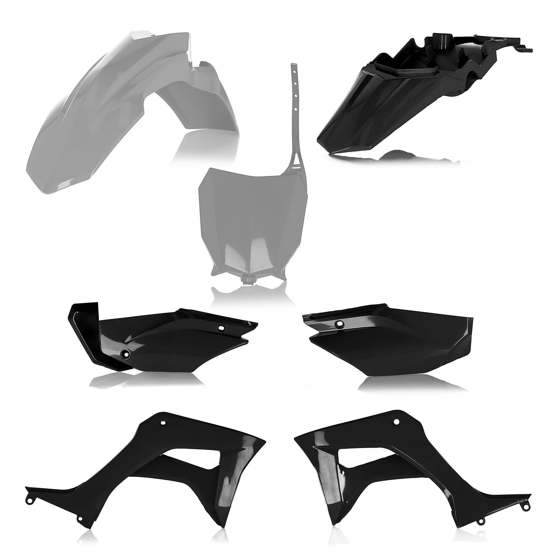 Acerbis Full Plastic Kit Grey Black For Honda CRF 110F 2019-2024